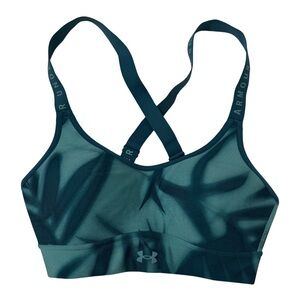 Under Armour Women’s Infinity Crossback Sports Bra, Teal Green Print, Size XS